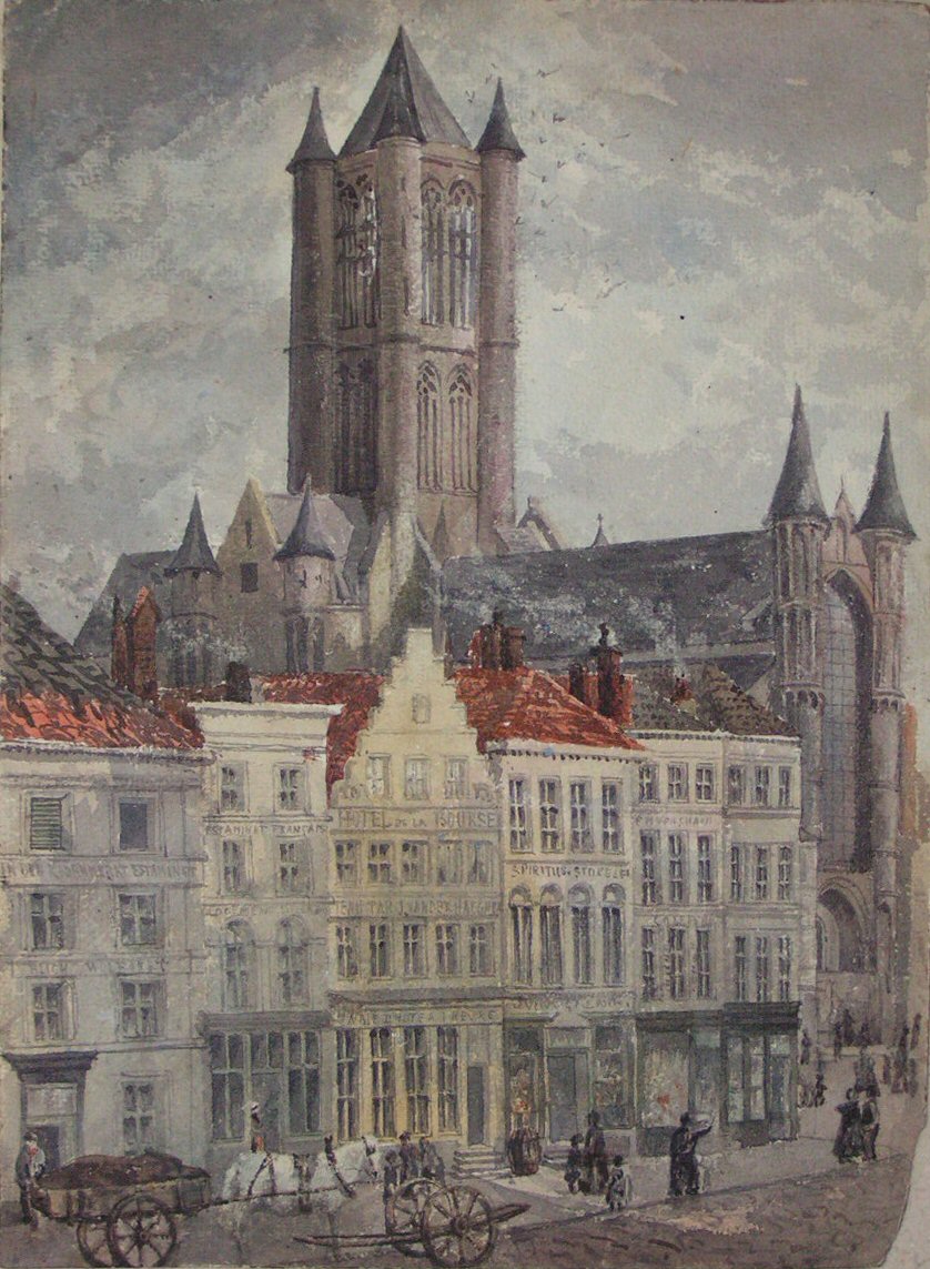 Watercolour - Church of St. Nicholas, Ghent